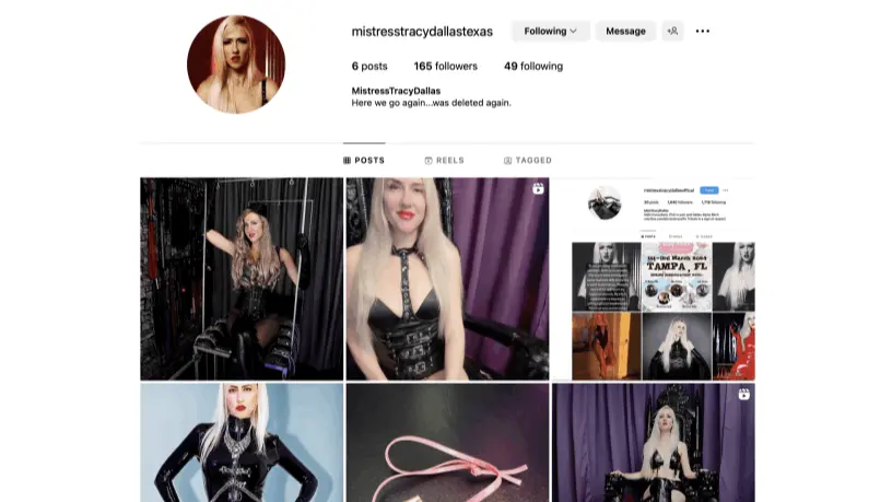 Mistress Tracy Dallas Official Instagram