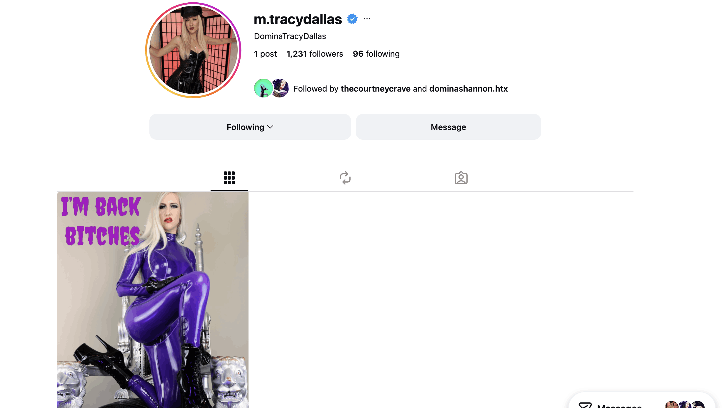 Mistress Tracy Dallas Instagram